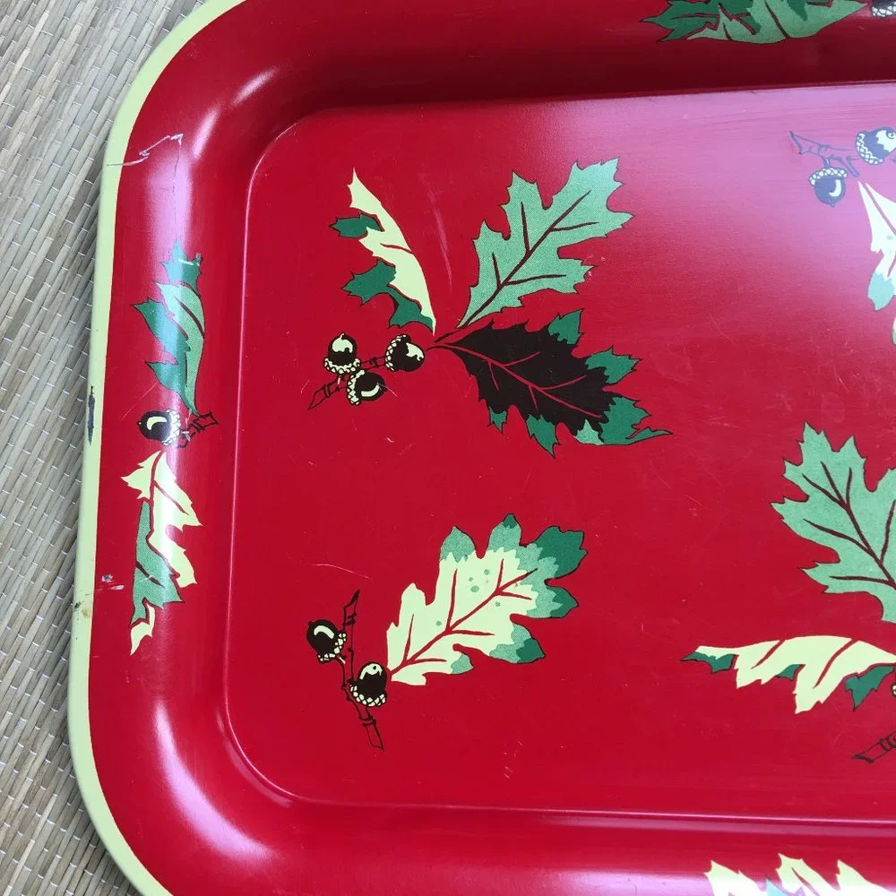 Vintage Metal Autumn Acorn Oak Leaf Tray - Picture 2 of 6